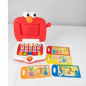 Sesame Street Elmo Learning Laptop Toddler Toy Red Excellent Activity Card works